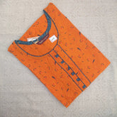 Women's Indemand U Neck Orange Printed Kurti with Side Pocket